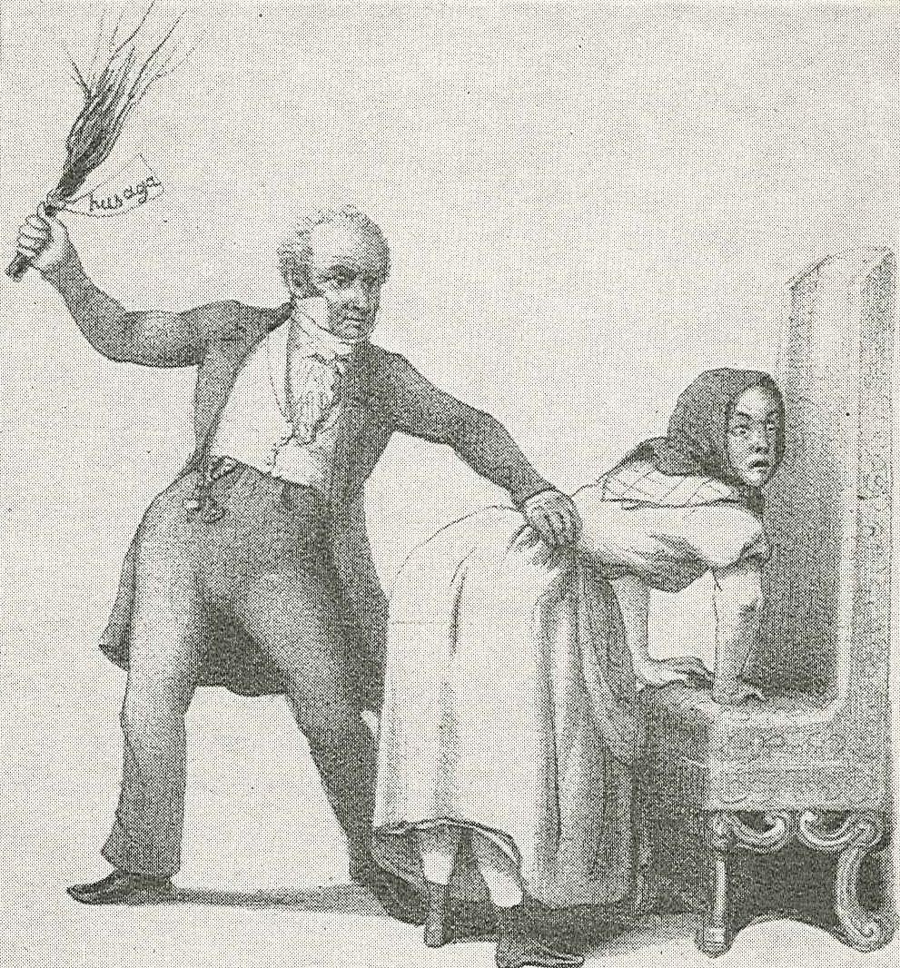 Девушка в джинсах spanking