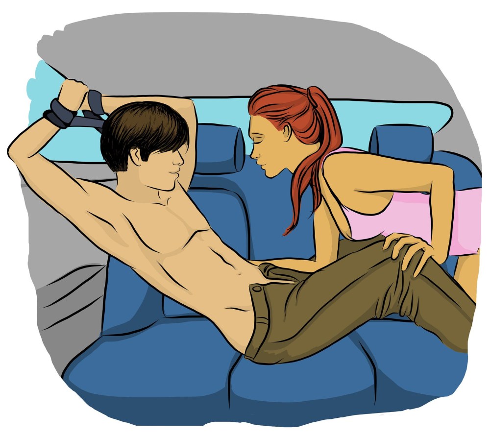 Необычные позы в машине