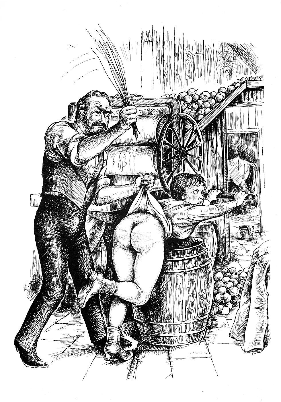 Порка розгами по голому заду