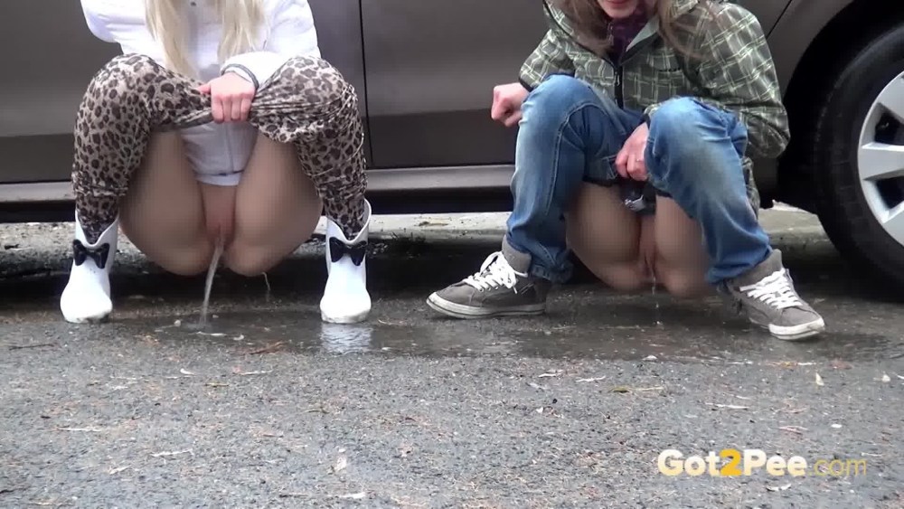 Пьяные девки ссут на улице