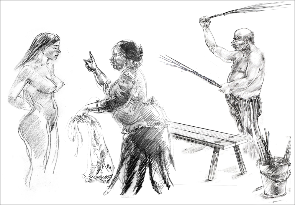 Наказание голых женщин кнутом