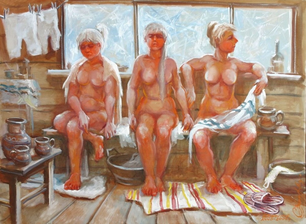 Голые зрелые бабы в бане