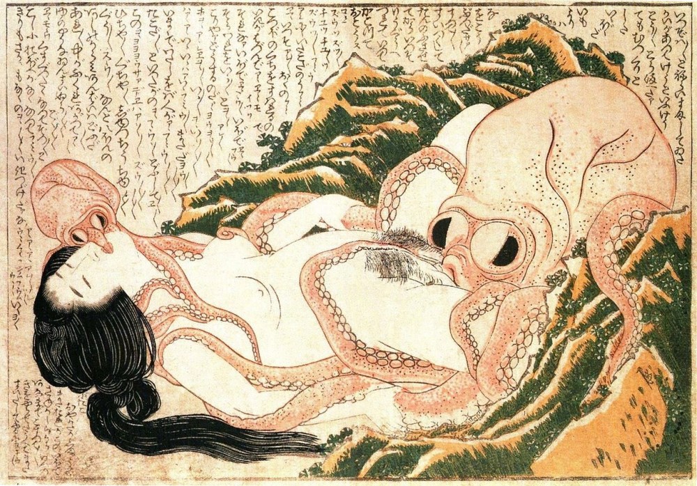 Кацусика Хокусай. Сон жены рыбака. 1814
